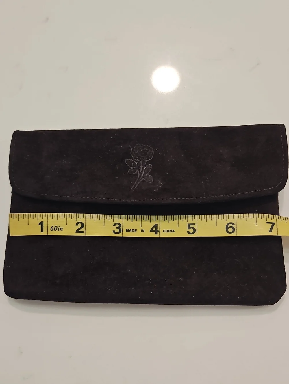 Vintage ROLF'S Brown Suede Leather Clutch Wallet 7.25x5 Holds Phone VGUC